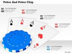 Stock Photo Four Aces On Blue Poker Chip PowerPoint Slide Stock Photo Four Aces On Blue Poker Chip PowerPoint Slide