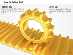 Stock Photo Gear On Golden Path PowerPoint Slide Stock Photo Gear On Golden Path PowerPoint Slide