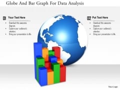 Stock Photo Globe And Bar Graph For Data Analysis Image Graphics For PowerPoint Slide