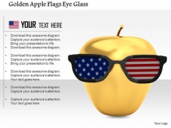 Stock Photo Golden Apple Flags Eye Glass PowerPoint Slide Stock Photo Golden Apple Flags Eye Glass PowerPoint Slide