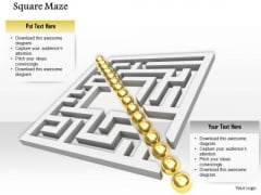 Stock Photo Golden Row In Center Of Square Maze PowerPoint Slide