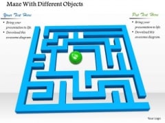 Stock Photo Green Ball In Center Of Blue Maze PowerPoint Slide Stock Photo Green Ball In Center Of Blue Maze PowerPoint Slide
