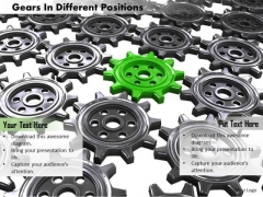 Stock Photo Green Gear In Center Of Black Gears PowerPoint Slide Stock Photo Green Gear In Center Of Black Gears PowerPoint Slide