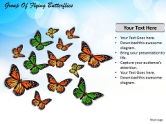 Stock Photo Group Of Flying Butterflies PowerPoint Template