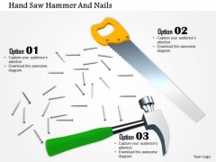 Stock Photo Hammer With Nails And Handsaw Repair Concept PowerPoint Slide