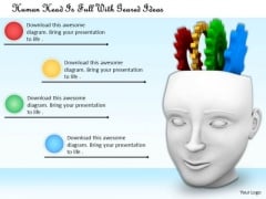 Stock Photo Human Head Is Full With Geared Ideas PowerPoint Template Stock Photo Human Head Is Full With Geared Ideas PowerPoint Template