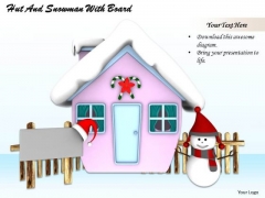 Stock Photo Hut With Snowman Winter Season PowerPoint Slide Stock Photo Hut With Snowman Winter Season PowerPoint Slide