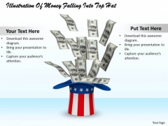 Stock Photo Illustration Of Money Falling Into Top Hat PowerPoint Slide Stock Photo Illustration Of Money Falling Into Top Hat PowerPoint Slide