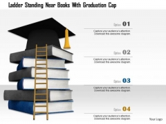 Stock Photo Ladder Standing Near Books With Graduation Cap PowerPoint Slide Stock Photo Ladder Standing Near Books With Graduation Cap PowerPoint Slide