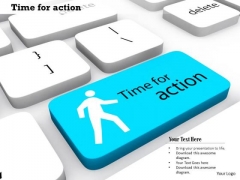 Stock Photo Man Icon With Time For Action On Key PowerPoint Slide