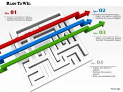 Stock Photo Maze With Arrows Jumping Over It PowerPoint Slide
