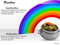 Stock Photo Money Pot With Rainbow In Background PowerPoint Slide