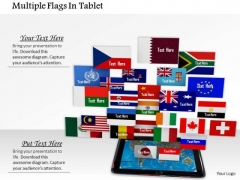 Stock Photo Multiple Flags In Tablet PowerPoint Slide