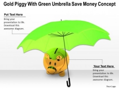 Stock Photo Piggy Bank Under Green Umbrella PowerPoint Slide Stock Photo Piggy Bank Under Green Umbrella PowerPoint Slide