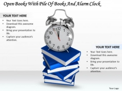 Stock Photo Pile Of Books And Alarm Clock PowerPoint Slide Stock Photo Pile Of Books And Alarm Clock PowerPoint Slide