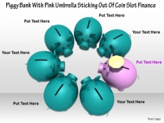 Stock Photo Pink Unique Piggy In Green Piggy Banks PowerPoint Slide Stock Photo Pink Unique Piggy In Green Piggy Banks PowerPoint Slide