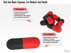 Stock Photo Red And Black Capsules For Medical And Health PowerPoint Slide