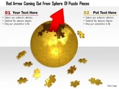 Stock Photo Red Arrow Coming Out From Sphere Of Puzzle Pieces PowerPoint Slide Stock Photo Red Arrow Coming Out From Sphere Of Puzzle Pieces PowerPoint Slide