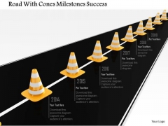Stock Photo Road With Cones Milestones Success PowerPoint Slide Stock Photo Road With Cones Milestones Success PowerPoint Slide