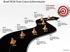 Stock Photo Road With Year Cones Achievements PowerPoint Slide Stock Photo Road With Year Cones Achievements PowerPoint Slide