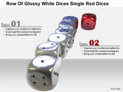 Stock Photo Row Of Glossy White Dices Single Red Dices PowerPoint Slide Stock Photo Row Of Glossy White Dices Single Red Dices PowerPoint Slide