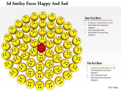 Stock Photo Sad Faces With One Happy Smiley PowerPoint Slide