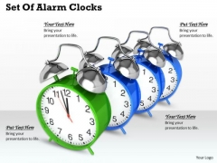 Stock Photo Set Of Alarm Clocks Ppt Template Stock Photo Set Of Alarm Clocks Ppt Template