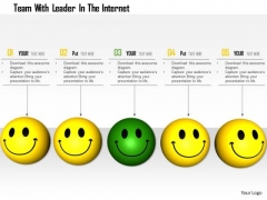 Stock Photo Smiley Team With Green Leader In Center PowerPoint Slide Stock Photo Smiley Team With Green Leader In Center PowerPoint Slide
