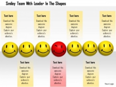 Stock Photo Smiley Team With Red Leader In Center PowerPoint Slide Stock Photo Smiley Team With Red Leader In Center PowerPoint Slide