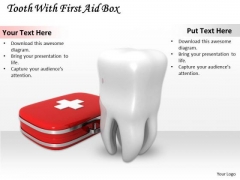 Stock Photo Tooth With Red First Aid Box Pwerpoint Slide Stock Photo Tooth With Red First Aid Box Pwerpoint Slide