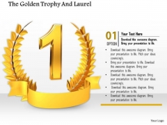 Stock Photo Trophy For Winner With 1st Rank Pwerpoint Slide