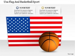 Stock Photo Usa Flag And Basketball For Sports PowerPoint Slide