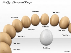 Stock Photo White Egg In Center Of Brown Eggs Shows Leadership PowerPoint Slide