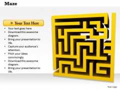 Stock Photo Yellow Colored Maze PowerPoint Slide