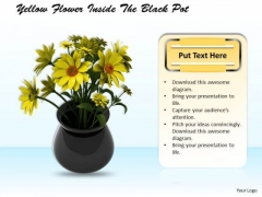 Stock Photo Yellow Flowers Inside The Black Pot PowerPoint Slide Stock Photo Yellow Flowers Inside The Black Pot PowerPoint Slide