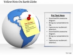 Stock Photo Yellow Sticky Note On Earth Globe PowerPoint Slide Stock Photo Yellow Sticky Note On Earth Globe PowerPoint Slide
