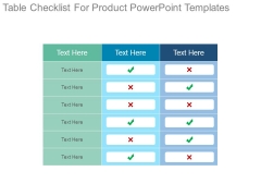 Table Checklist For Product Powerpoint Templates