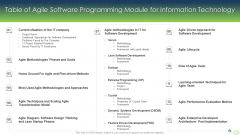 Table Of Agile Software Programming Module For Information Technology Professional PDF
