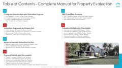 Table Of Contents Complete Manual For Property Evaluation Slides PDF