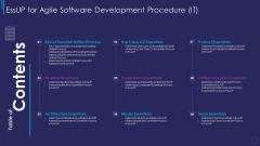 Table Of Contents Essup For Agile Software Development Procedure IT Microsoft PDF Table Of Contents Essup For Agile Software Development Procedure IT Microsoft PDF