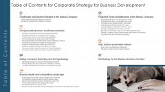 Table Of Contents For Corporate Strategy For Business Development Microsoft PDF Table Of Contents For Corporate Strategy For Business Development Microsoft PDF