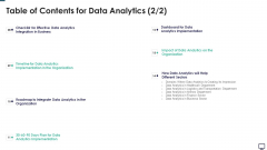Table Of Contents For Data Analytics Business Ppt Show Demonstration PDF