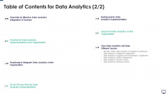 Table Of Contents For Data Analytics Business Ppt Show Demonstration PDF Table Of Contents For Data Analytics Business Ppt Show Demonstration PDF