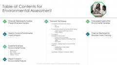 Table Of Contents For Environmental Assessment Ppt Pictures Format PDF Table Of Contents For Environmental Assessment Ppt Pictures Format PDF