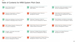 Table Of Contents For HRM System Pitch Deck Clipart PDF Table Of Contents For HRM System Pitch Deck Clipart PDF