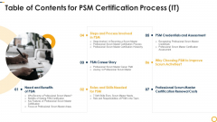 Table Of Contents For Psm Certification Process It Template PDF Table Of Contents For Psm Certification Process It Template PDF