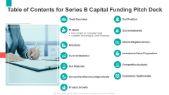Table Of Contents For Series B Capital Funding Pitch Deck Rules PDF Table Of Contents For Series B Capital Funding Pitch Deck Rules PDF
