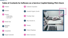 Table Of Contents For Software As A Service Capital Raising Pitch Deck Structure PDF