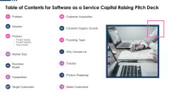 Table Of Contents For Software As A Service Capital Raising Pitch Deck Structure PDF Table Of Contents For Software As A Service Capital Raising Pitch Deck Structure PDF