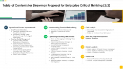 Table Of Contents For Strawman Proposal For Enterprise Critical Thinking Cost Ideas PDF